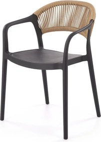 Scaun gradina K582, negru, polipropilena, 56x55x78 cm