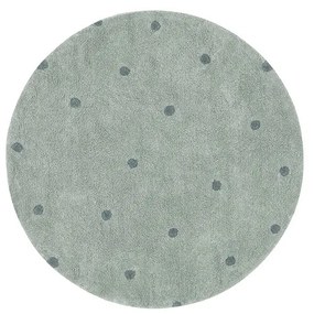 Covor pentru copii verde deschis lavabil/țesut manual din bumbac ø140 cm Round Dot Blue Sage – Lorena Canals