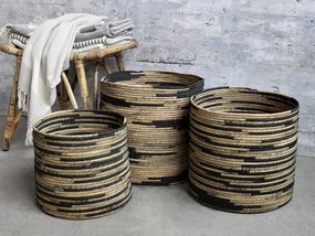 Set 3 coșuri decorative împletite, din zambilă de apă