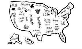 Ilustrație Funny stereotype map of USA, tupungato