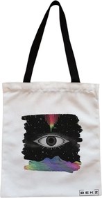 Sacosa de Panza pentru Cumparaturi, Geanta Tote, model Celestial Eye 10, Cu fermoar, 38x34.5 cm, Alba, BEKZ®