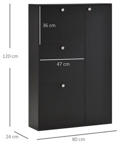 HOMCOM mobilier pentru hol cu ușă pentru pantofi modern din lemn negru 80x24x120cm | Aosom Ro