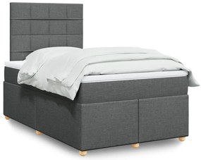 vidaXL Pat box spring cu saltea, gri închis, 120x200 cm, textil