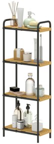 HOMCOM Etajeră baie etajeră de depozitare 4 niveluri îngustă autoportantă bambus 1,5 x 21,5 x 106 cm aspect lemn natural | Aosom Romania