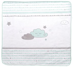 Pătură pentru copii albă/verde-mentă din micropluș/cocolino 80x80 cm Happy Cloud – Roba