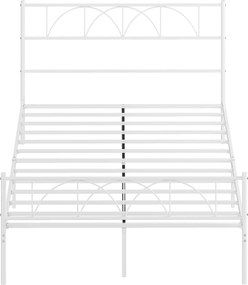 HOMCOM Cadru de pat 140x190 cm cu tăblie Suport cu lamele din oțel Depozitare sub pat | Aosom Romania