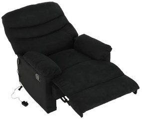 Fotoliu reglabil masaj, material textil catifea negru, LAMBERT