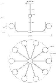 Candelabru Rendez-vous Maytoni E14, Auriu, MOD109PL-10BS, Germania