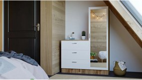 Comodă cu oglindă Coco White and Atlantic Pine