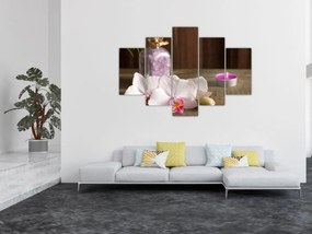 Tablou - Lumânare și orhidee (150x105 cm)