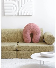 Canapea pentru copii verde cu tapițerie din țesătură bouclé 132 cm Settee – Wigiwama