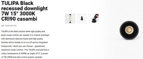 Spot LED incastrabil TULIPA Black recessed downlight 7W 15° 3000K CRI90 casambi