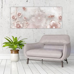 Tablou - Flori roz (120x50 cm)
