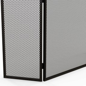 HOMCOM Paravan pliabil pentru șemineu, 3 panouri, ecran pentru șemineu cu structură din oțel 96x62 cm Negru | Aosom Romania