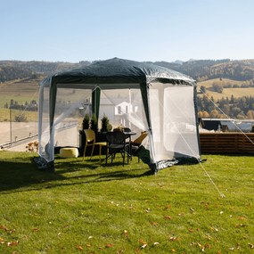Pavilion cort pentru gradina, 3,9x2,5x3,9m, verde   alb, RINGE TIP 1 6 laturi
