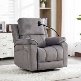 Fotoliu recliner electric dumonde cu funcție de balansare ,rotire și incarcare wirelles Elvara