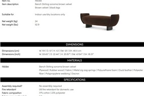 Bancheta LUX dormitor Stirling, catifea maro