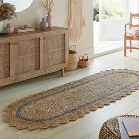 Covor tip traversă gri/în culoare naturală țesut manual din iută 80x230 cm Grace Grey – Flair Rugs
