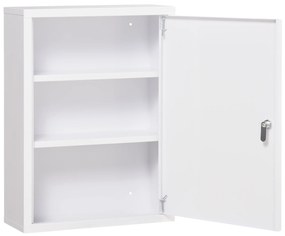 kleankin Dulap de medicamente, 3 rafturi, ușă blocabilă, carcasă de oțel stabilă, alb, 40 x 15 x 53,5 cm | Aosom Romania