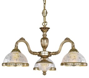 Lustra design clasic cu 3 brate din alama si sticla 6202