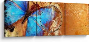 Tablou - Fluture albastru (cu ceas) (90x30 cm)