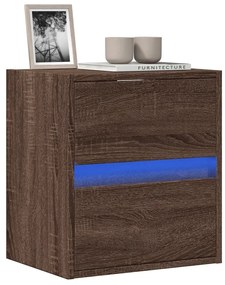 vidaXL Comodă TV de perete cu lumini LED, stejar maro, 41x31x45 cm
