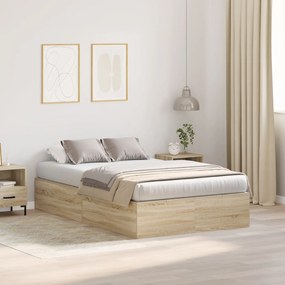 vidaXL Cadru de pat cu depozitare Sonoma Oak 120 x 190 cm