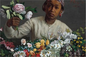 Tablou - Frédéric Bazille, Young Woman with Peonies, reproducere (90x60 cm)