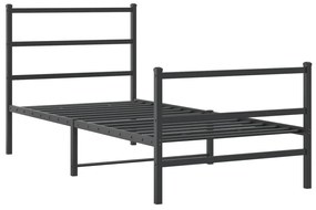355375 vidaXL Cadru pat metalic cu tăblii de cap/picioare  negru, 90x190 cm