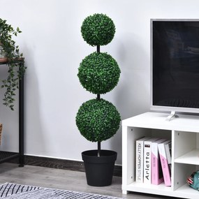 Outsunny Buștean Artificial topiari Artificială în Formă de Bile dim. Ø 30 x 112H cm Verde | Aosom Romania