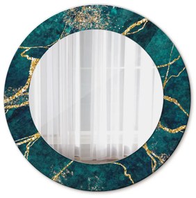 Oglinda rotunda imprimata Marmură verde de malachit