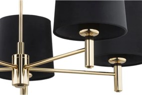 Brilagi - Lustră pe tijă MONTE 5xE27/60W/230V negru/auriu