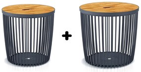Set 2 cosuri universale cu capac din bambus, 25 + 35 l, lemn natural / antracit
