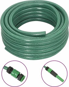 vidaXL Furtun de grădină cu set de racorduri, verde, 0,5", 30 m, PVC