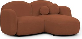 Colțar teracotă cu tapițerie din țesătură bouclé (cu colț pe partea dreaptă/cu șezlong) Orbit – Ropez