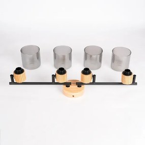 Brilagi - Lampă spot HYGGE 4xE14/15W/230V lemn de cauciuc/fumuriu