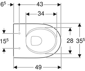 Vas wc rimless supendat, alb lucios, Geberit Selnova Compact