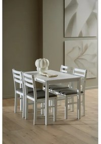 Set de masă de sufragerie și 4 scaune EMILY alb