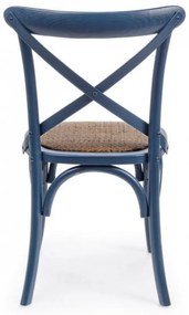 Scaun albastru din rachita si lemn de Ulm, Cross Bizzotto