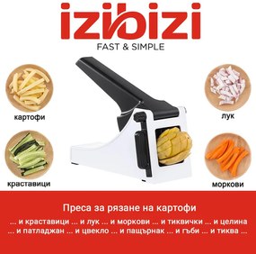 Feliator cartofi Izibizi PS-321B, Otel inoxidabil, Varfuri din cauciuc, Fara BPA, alb/negru