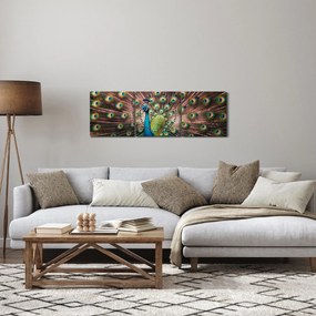 Tablou - Păun (cu ceas) (90x30 cm)