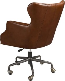 Scaun de birou pivotant design LUX, Piele Naturala, Dark brown