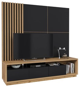 Mobilier living Celcey Typ 09 (Stejar wotan + Negru). 1108324