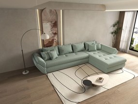 Colțar extensibil dumonde cu ladă de depozitare si sezut confortabil din spuma high-density, Loana XL Ambience Mint II 335x185 cm