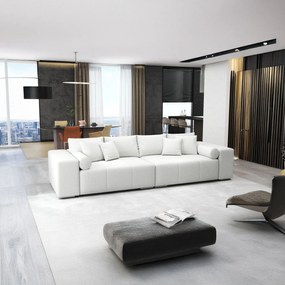 Canapea extensibilă dumonde cu ladă de depozitare si sezut confortabil din spuma high-density, Marbela Euphoria Ivory XXL 295x100 cm