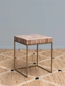 Masuta laterala, din metal si ceramica, pink Algarve