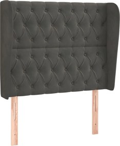 vidaXL Tăblie de pat cu aripioare gri închis 103x23x118/128 cm catifea