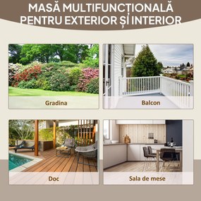 Outsunny Masă de Grădină din Lemn cu Cadru pe Roți, Ușor de Mutat, Ideală pentru Exterior, 113x60x65cm | Aosom Romania
