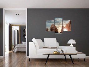 Tablou - Apus de soare peste stânci (90x60 cm)