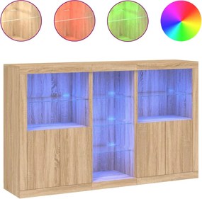 vidaXL Servantă cu lumini LED, stejar sonoma, 162x37x100 cm